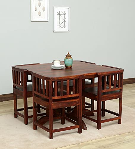 Hunky Crestia 4 - Seater Sheesham Wood Dining Table Set