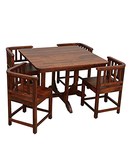 Hunky Crestia 4 - Seater Sheesham Wood Dining Table Set