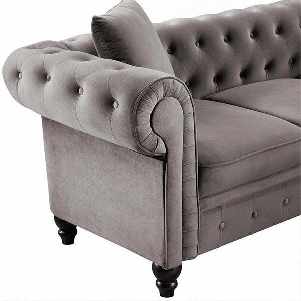Hunky Luxury Modern Chesterfield Sofa Set with Pine Wood legs