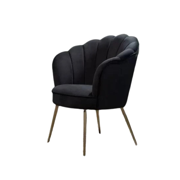 Hunky Velvet Touch Winged Back Puffy Chair with Armrest and Metal Legs