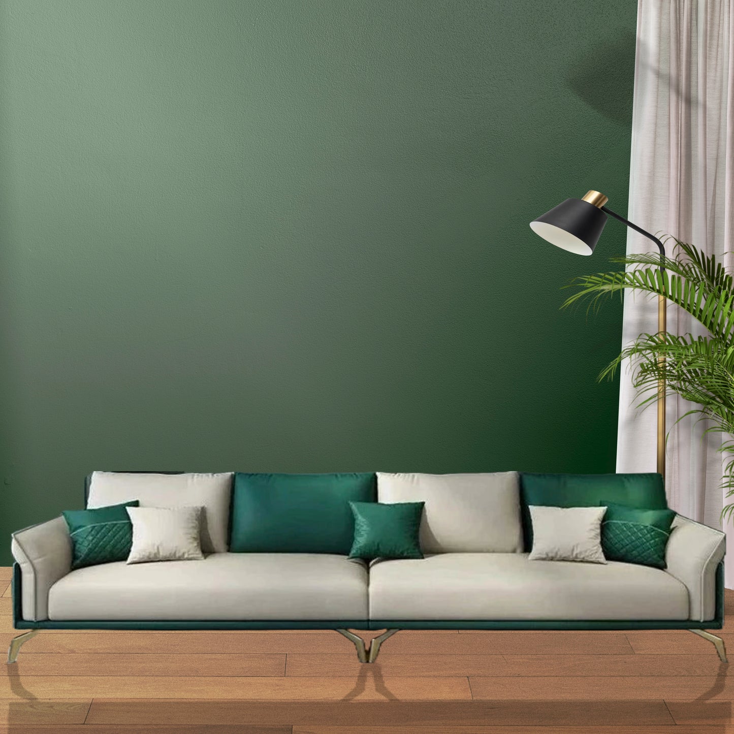 Hunky leatherette Modern Sofa Set with Stainless Steel Legs