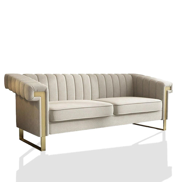 Hunky Modern Stylish Suede Fabric Sofa Set with Stainless Steel Frame