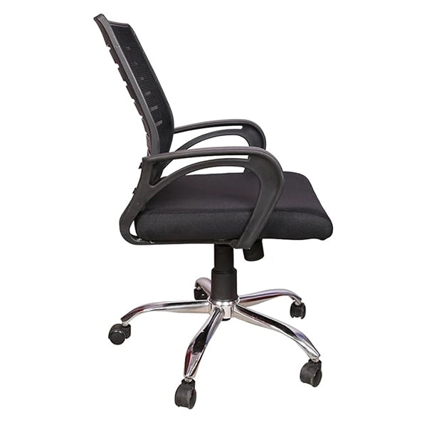 Hunky Ergonomic Medium Back Office Chair: Adjustable Height, Linen Fabric, and Chrome Base