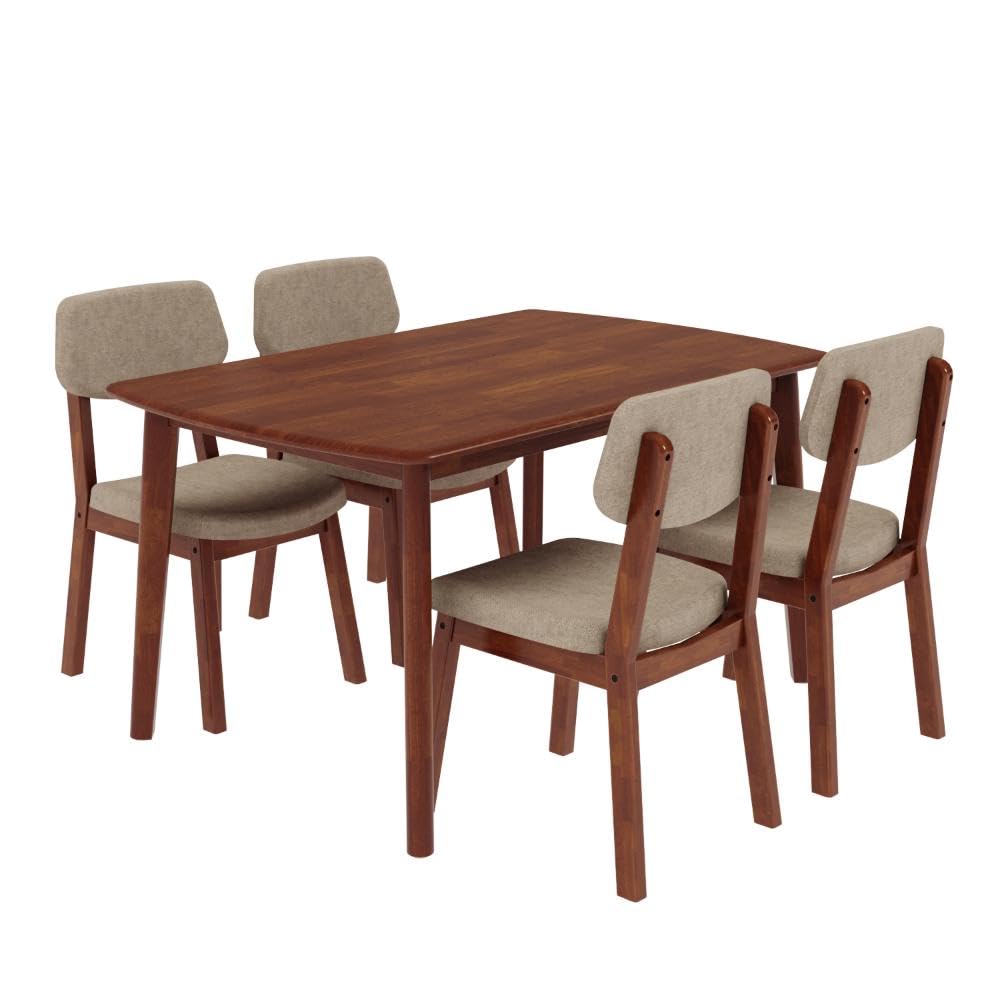 Hunky GrandWood 4-Seater Dining Table Set (Teak Finish)