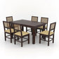 Hunky Royal Crest 6 - Seater Sheesham Wood Dining Table Set (Walnut Finish)