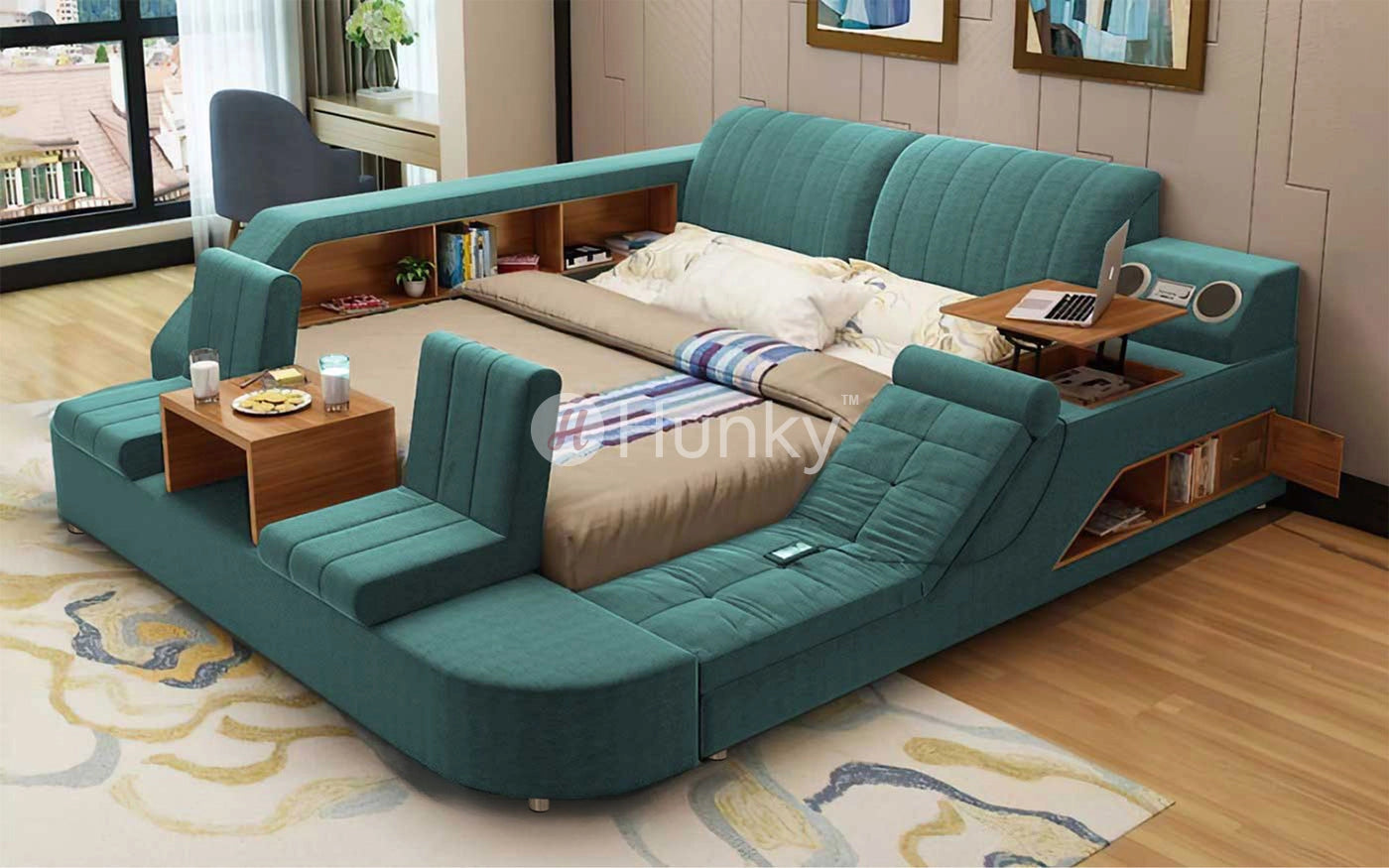 Hunky Multifunction Ultimate Smart Bed With Built-in Massage Chair, Speakers and Storage