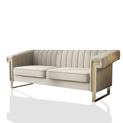 Hunky Modern Stylish Suede Fabric Sofa Set with Stainless Steel Frame