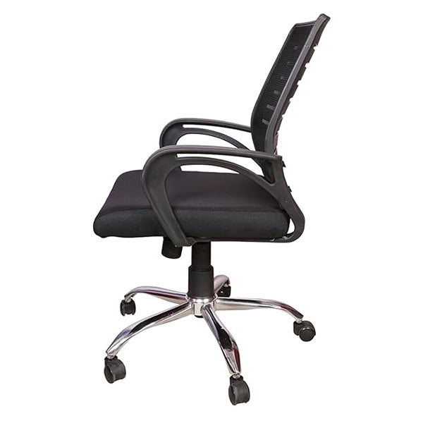 Hunky Ergonomic Medium Back Office Chair: Adjustable Height, Linen Fabric, and Chrome Base