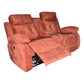 Hunky Textured Velvet Motorized Recliner Sofa with Cup Holder