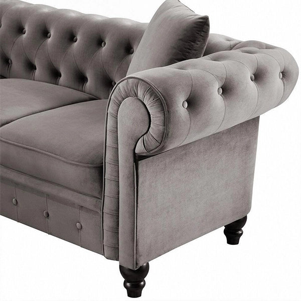 Hunky Luxury Modern Chesterfield Sofa Set with Pine Wood legs