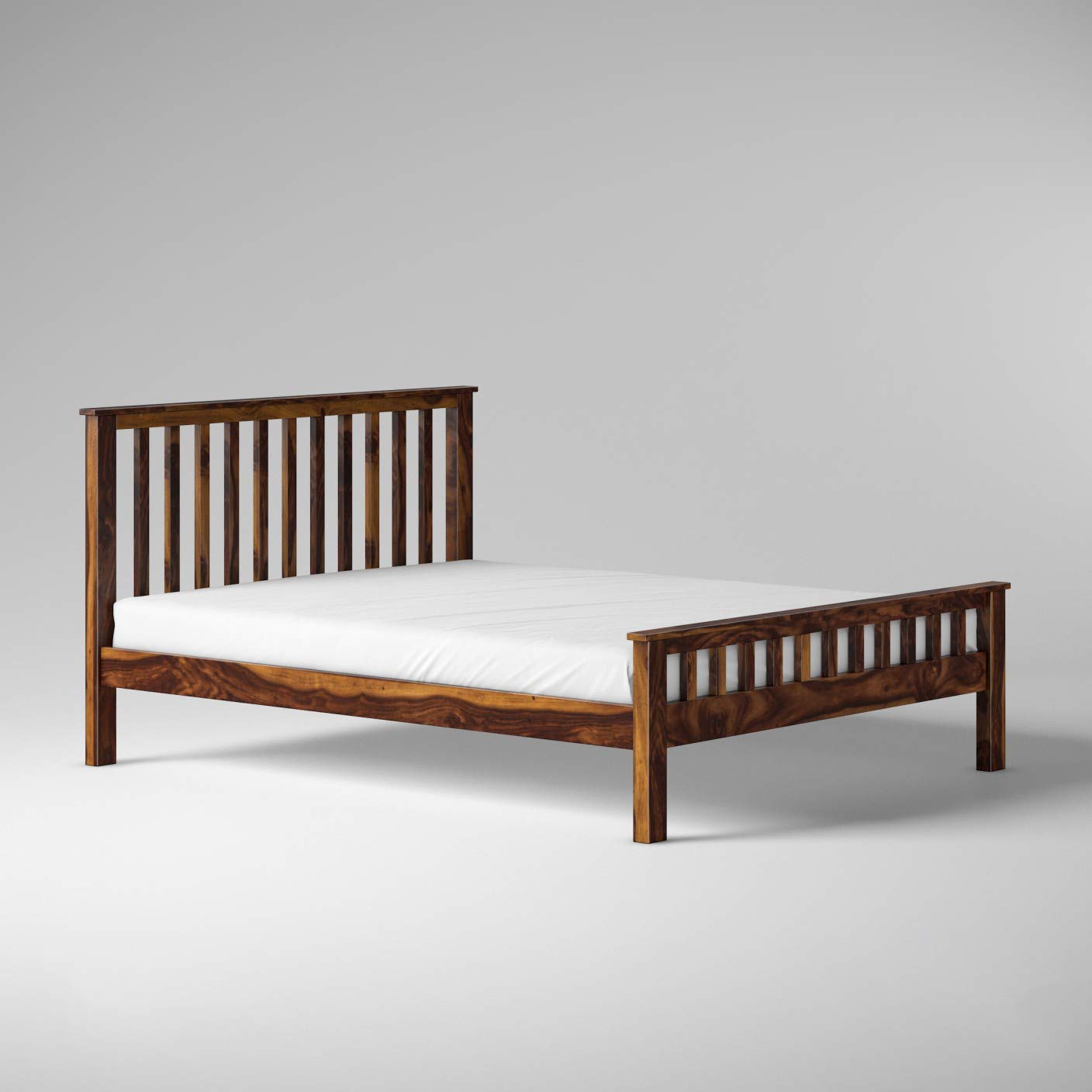 Hunky Earthroot Artisan King size bed with Solid Sheesham wood in Walnut finish
