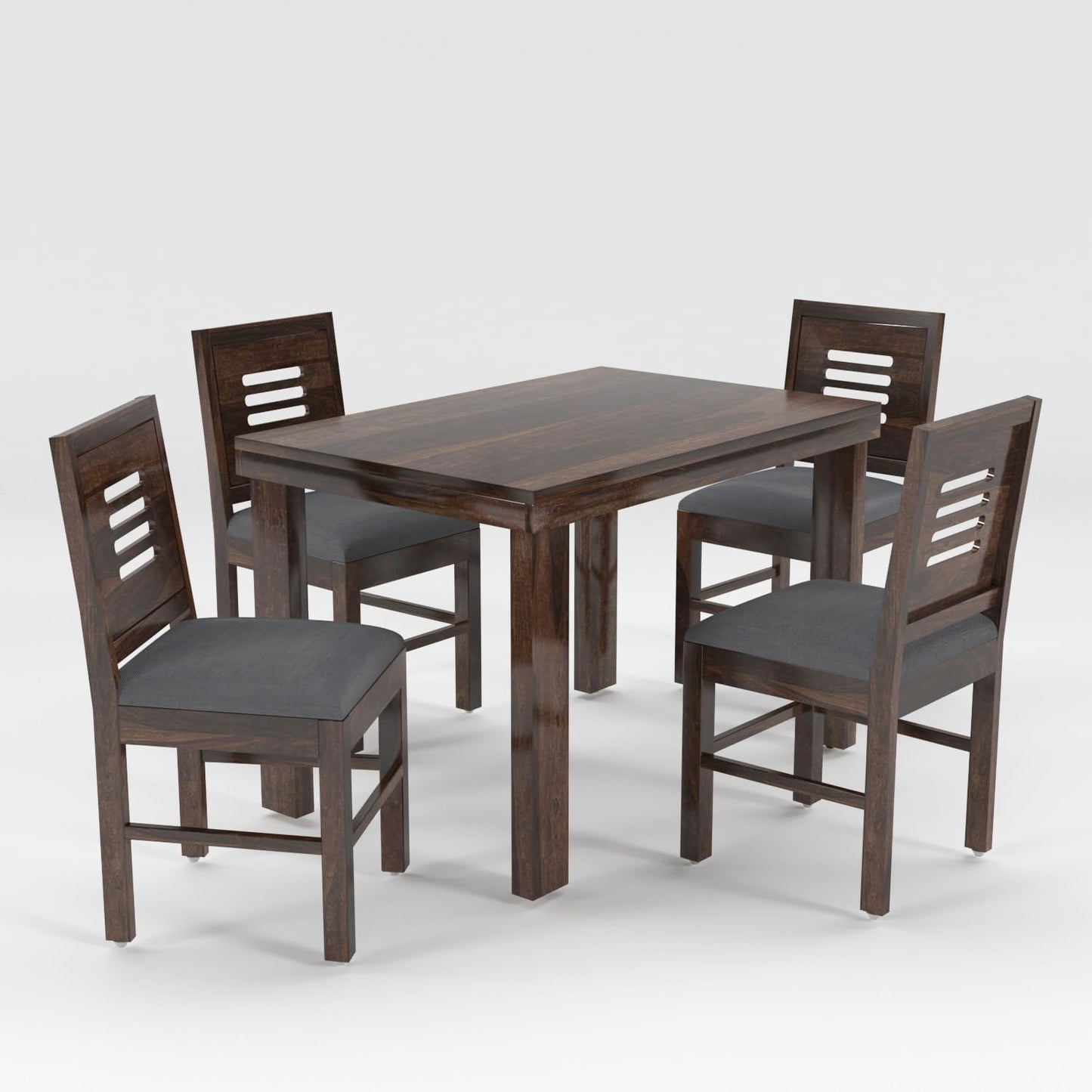 Hunky Florence Designer 4 - Seater Sheesham Wood Dining Table Set (Walnut Finish)