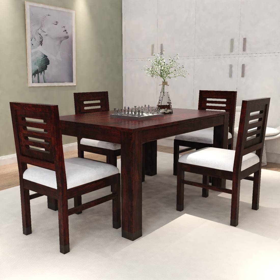 Hunky Luxora 4 - Seater Sheesham Wood Dining Table Set
