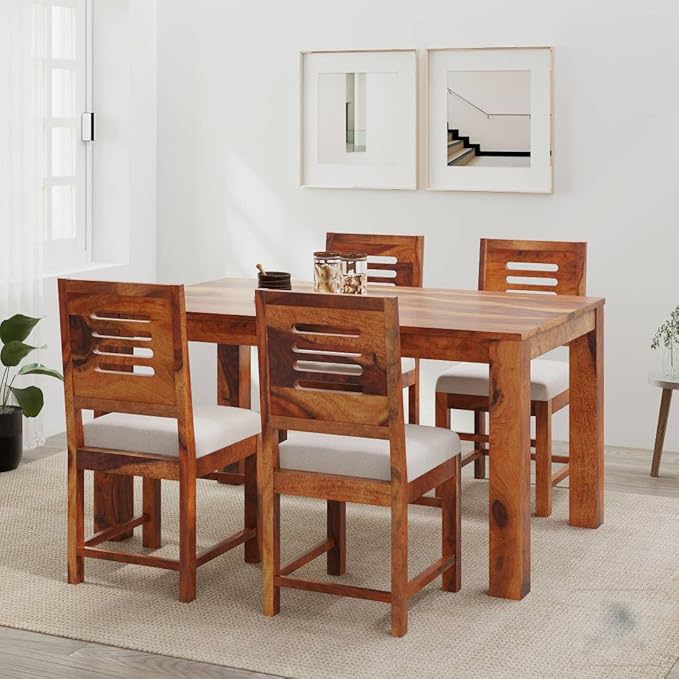 Hunky Solara 4 - Seater Sheesham Wood Dining Table Set