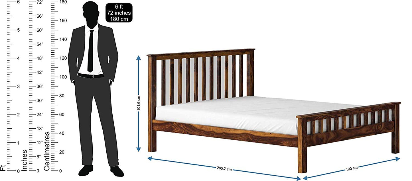 Hunky Earthroot Artisan King size bed with Solid Sheesham wood in Walnut finish