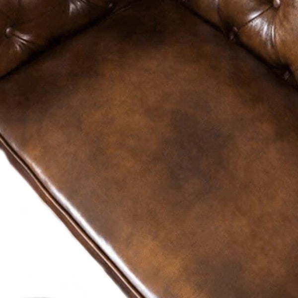 Hunky Chesterfield leatherette Rolled Arm Sofa Set with Pine Wood Legs
