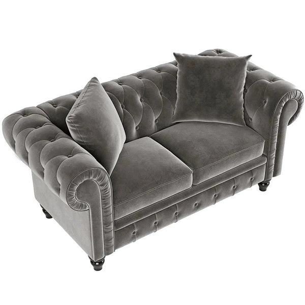 Hunky Luxury Modern Chesterfield Sofa Set with Pine Wood legs