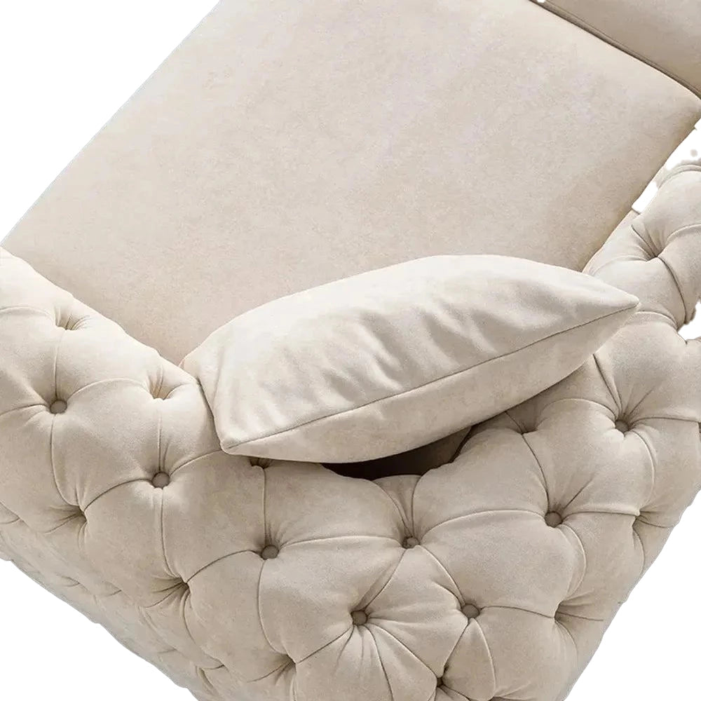 Hunky Chesterfield Suede Fabric Modern Sofa Set with Stainless Steel Legs