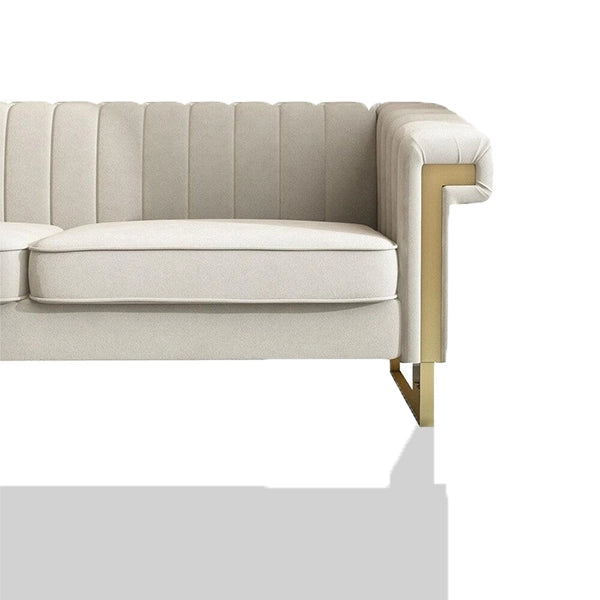 Hunky Modern Stylish Suede Fabric Sofa Set with Stainless Steel Frame