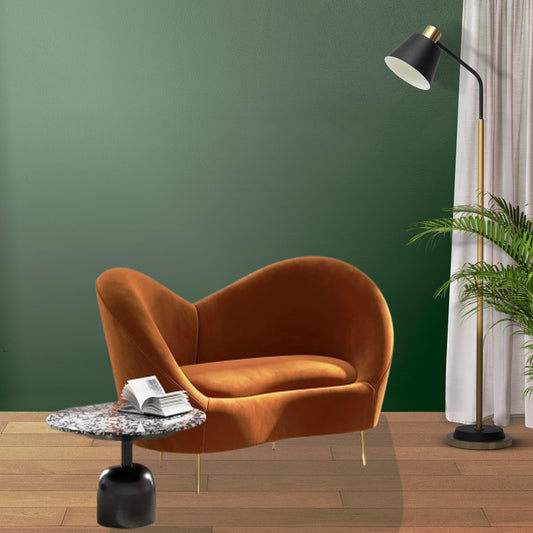 Hunky Modern Stylish Velvet Touch Curved Sofa Set With Stainless Steel legs