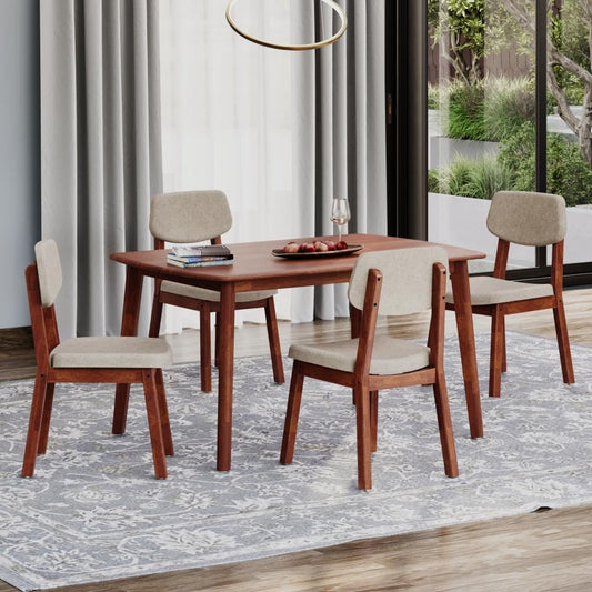 Hunky GrandWood 4-Seater Dining Table Set (Teak Finish)