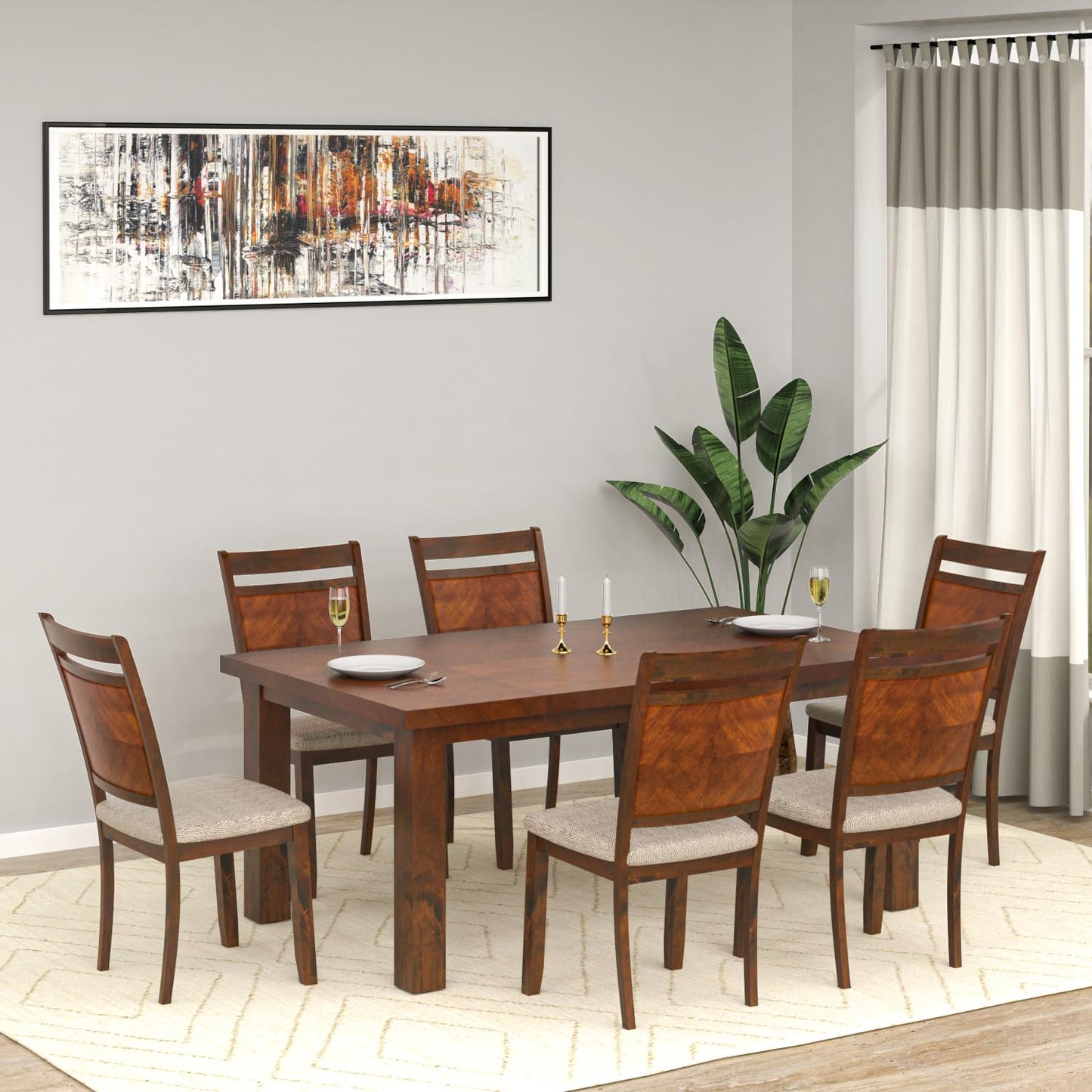 Hunky Harvest Moon 6 - Seater Sheesham Wood  Dining Table Set