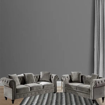 Hunky Luxury Modern Chesterfield Sofa Set with Pine Wood legs