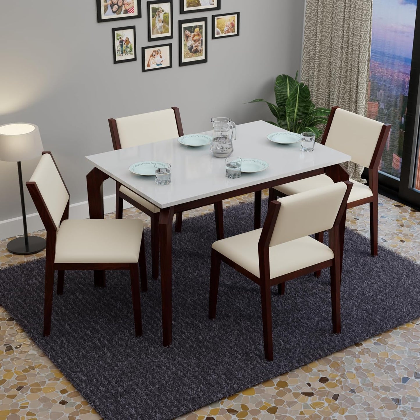 Hunky Belmonte Luxe 4 - Seater Dining Table Set