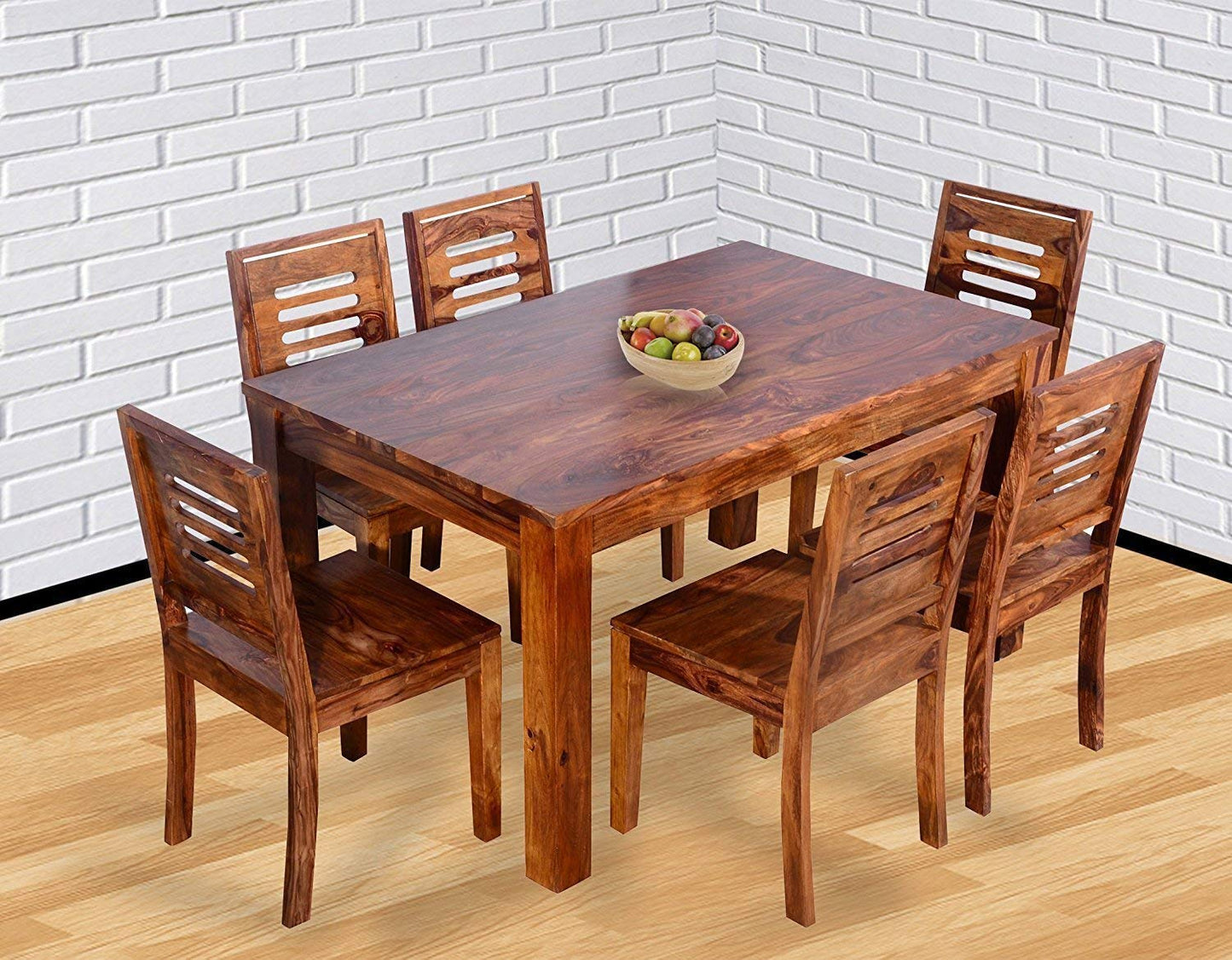 Hunky Monarch Premium 6 - Seater Sheesham Wood Dining Table Set (Premium Natural Finish)