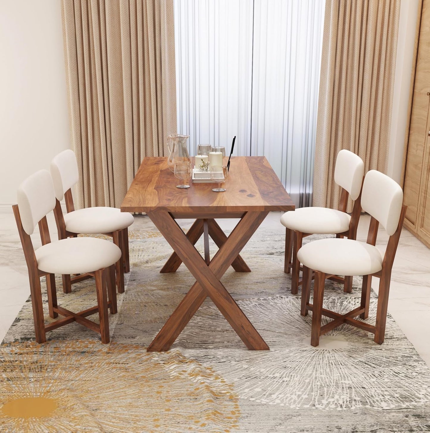 Hunky Stonehaven 4 - Seater Solid Wood Dining Table Set (Stonehaven Finish)