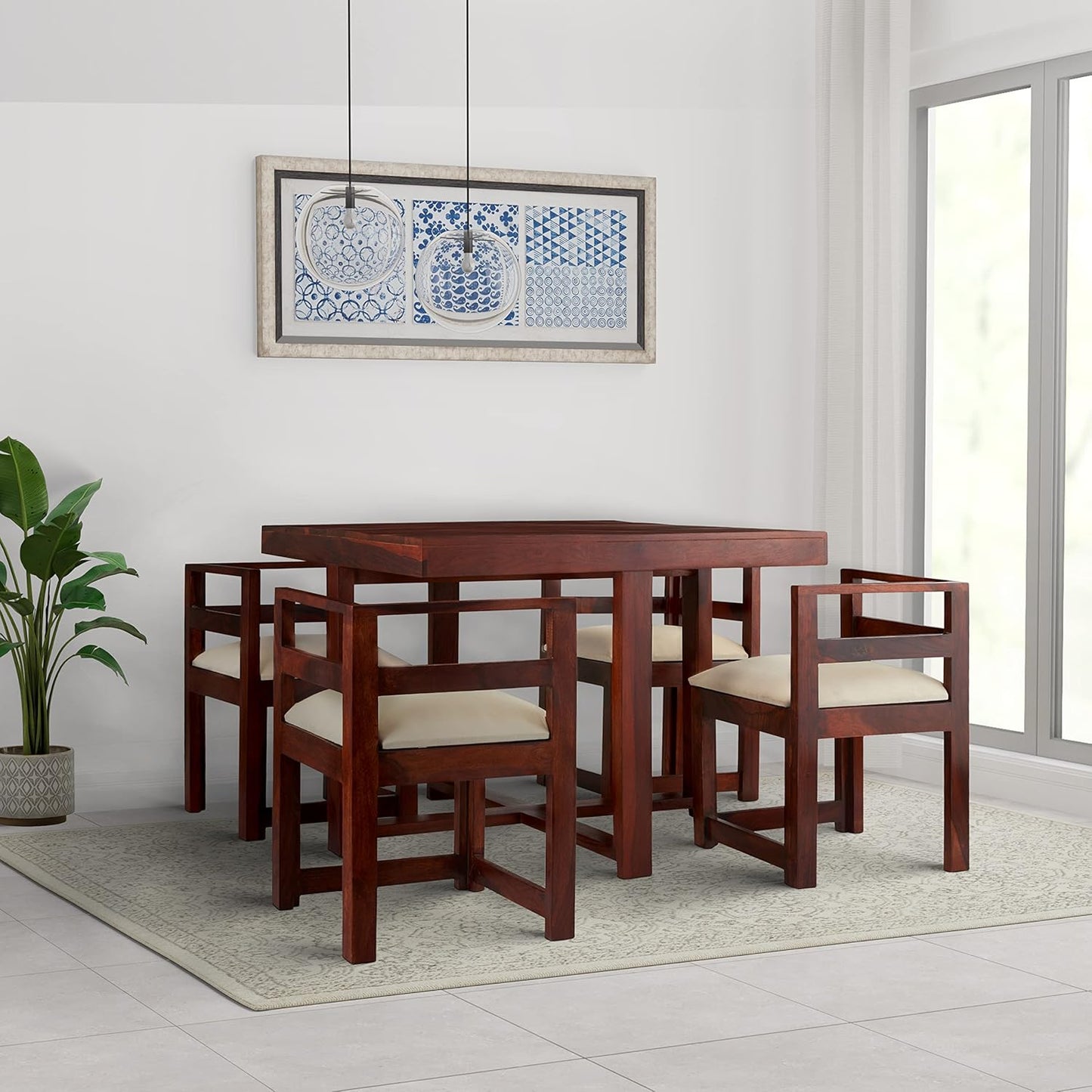 Hunky Stonehaven 4 - Seater Sheesham Wood Dining Table Set