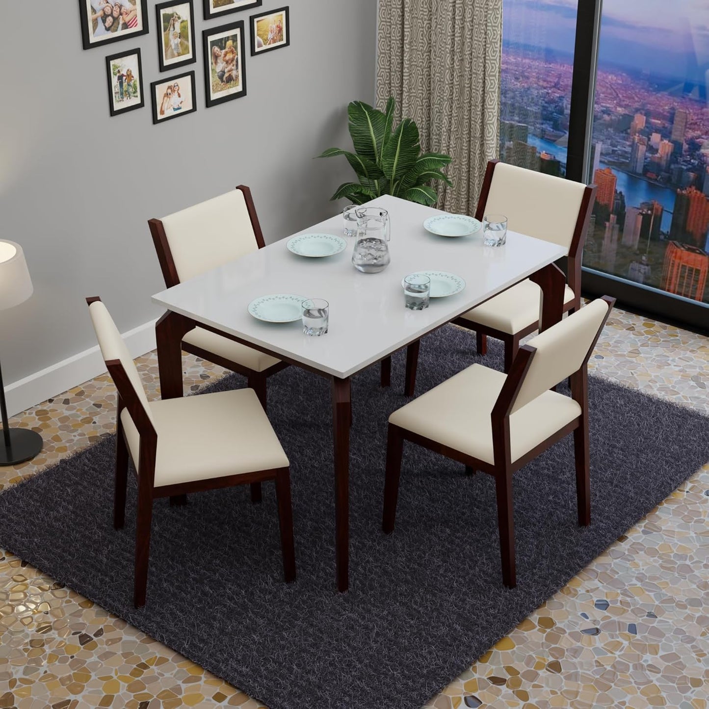 Hunky Belmonte Luxe 4 - Seater Dining Table Set