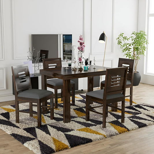 Hunky Florence Designer 4 - Seater Sheesham Wood Dining Table Set (Walnut Finish)