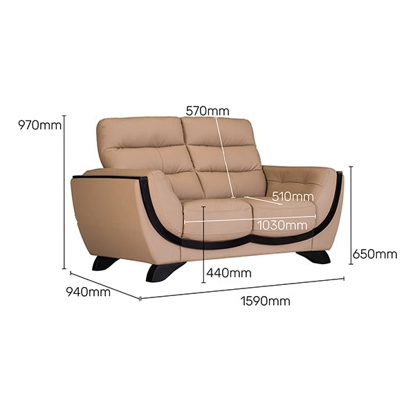 Hunky Leatherette Stylish 3 Seater Sofa Set With Wooden Frame and Wooden Legs