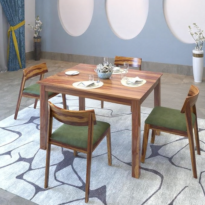 Hunky Verona 4- Seater Sheesham Wood Dining Table Set