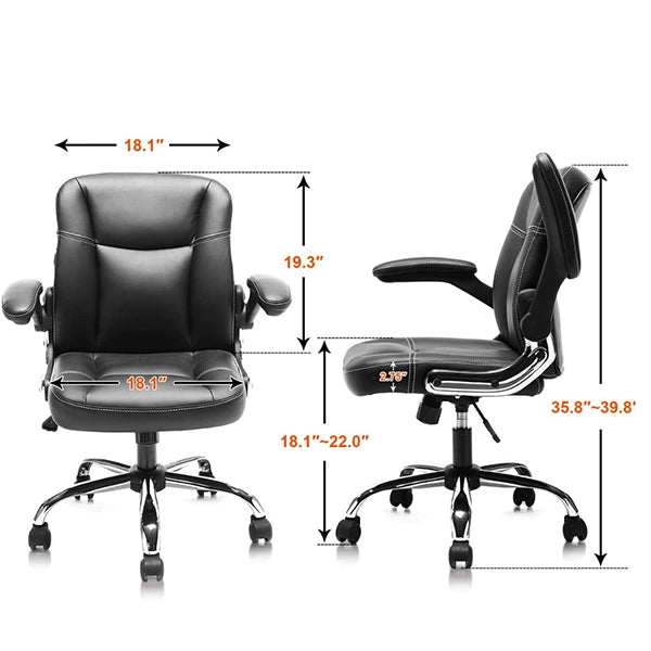 Hunky Medium Back Faux leather Office Boss Chair with Adjustable Height and Armrest