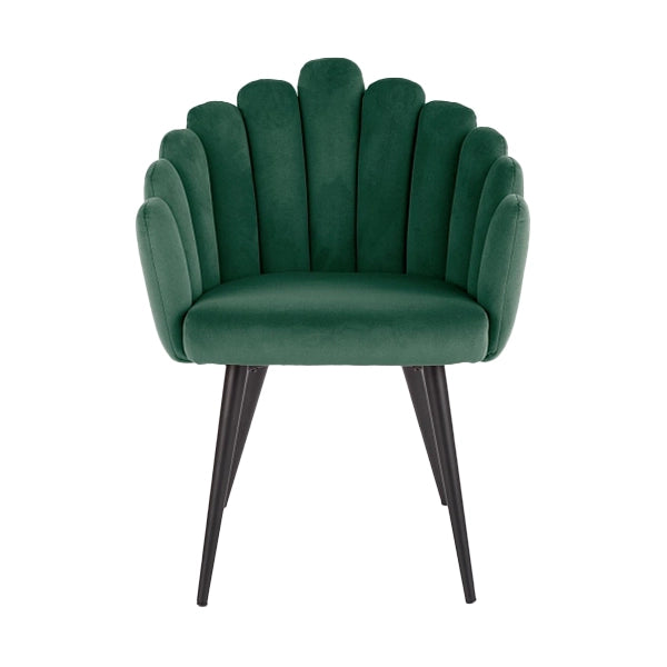 Hunky Stylish Back Puffy Chair With Velvet Upholstery and Powder Coated Metal Legs