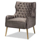 Hunky Wingback Velvet Puffy Chair with Armrest and Metal Legs