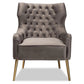 Hunky Wingback Velvet Puffy Chair with Armrest and Metal Legs
