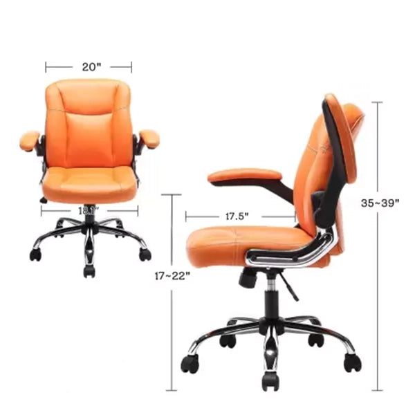 Hunky Medium Back Faux leather Office Boss Chair with Adjustable Height and Armrest