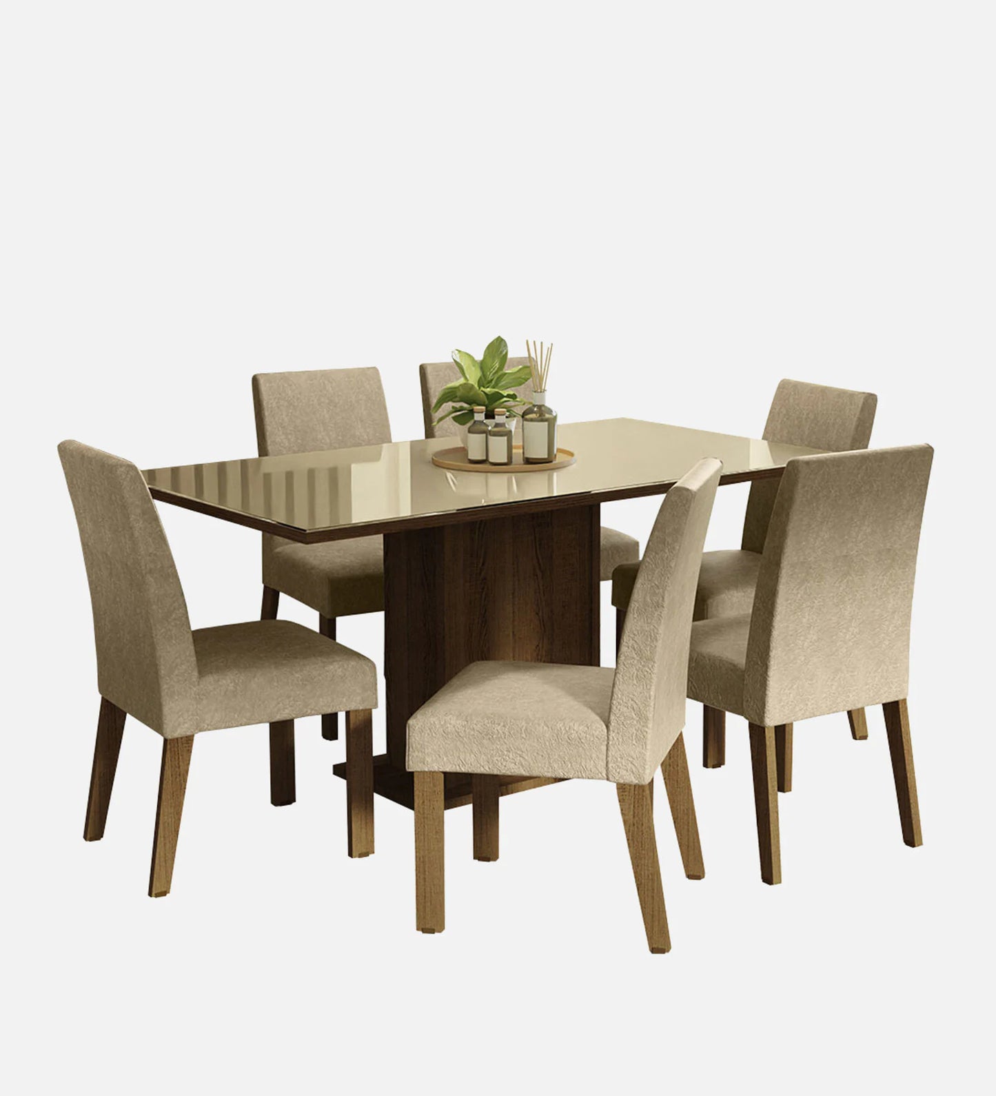 Hunky Royale Haven 6 - Seater Sheesham Wood Dining Table Set (Teak Finish)