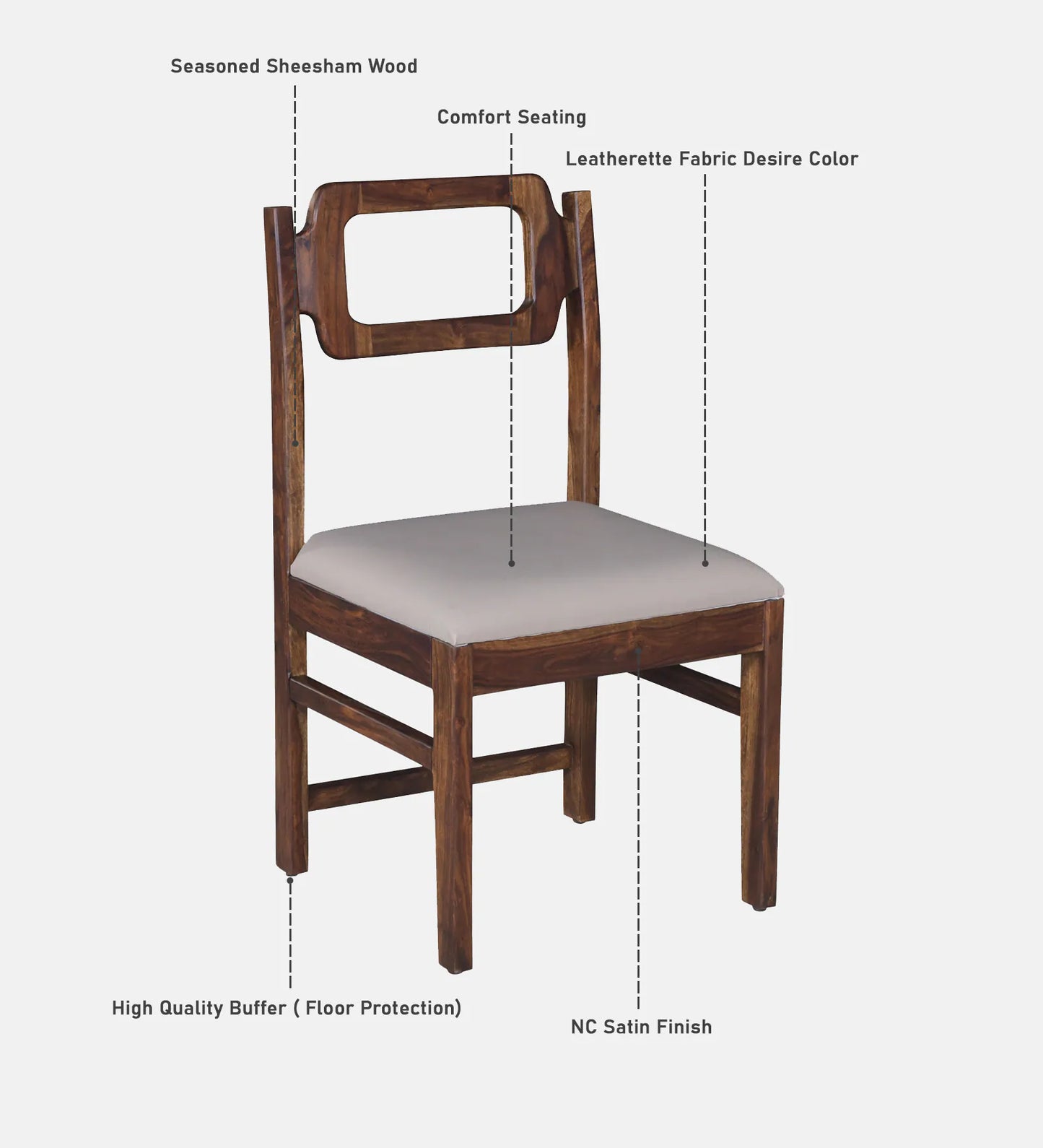 Hunky Riviera 6-Seater Sheesham Wood Quartz Top Dining Table Set (Teak Finish)