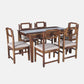 Hunky Riviera 6-Seater Sheesham Wood Quartz Top Dining Table Set (Teak Finish)