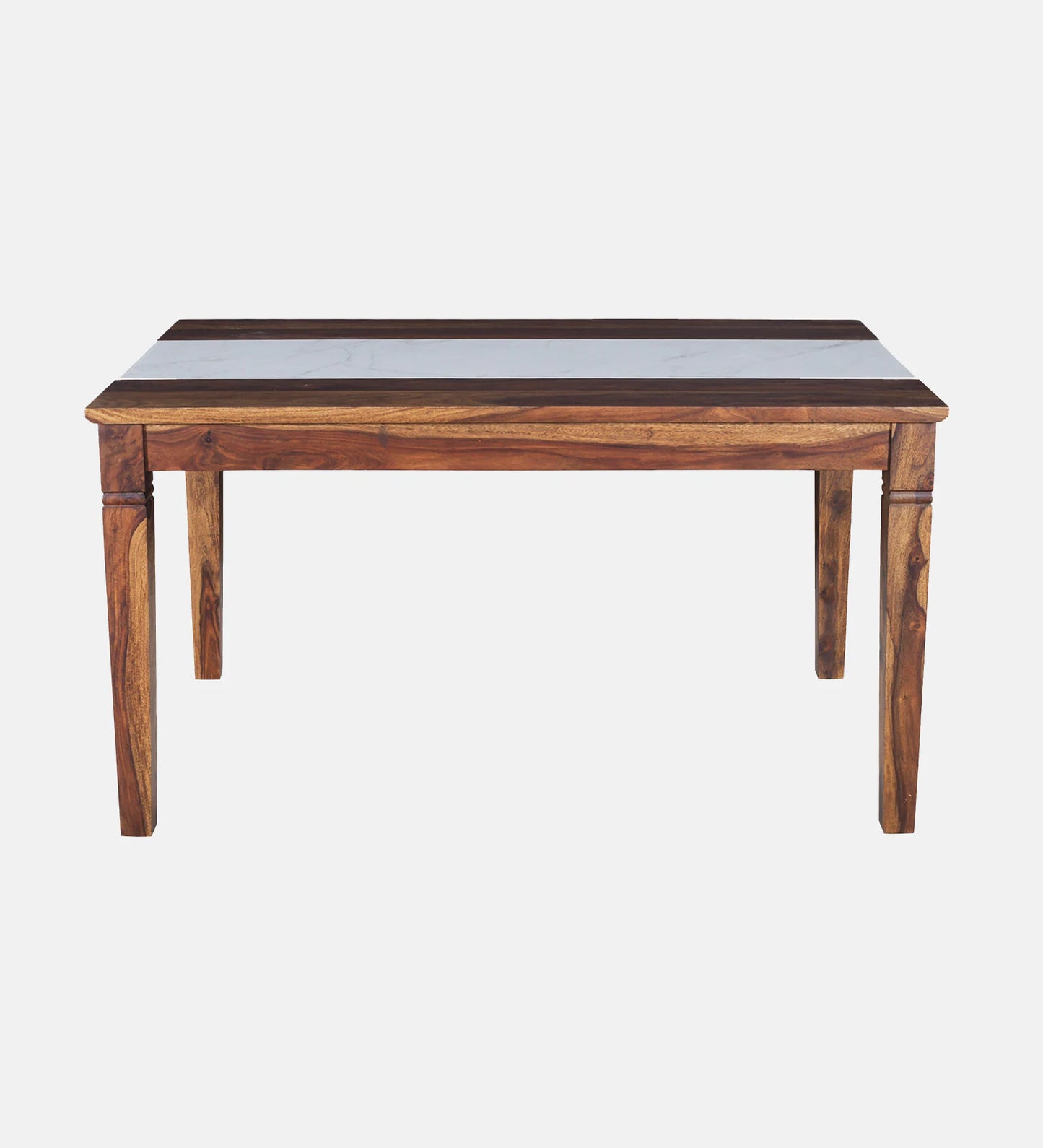 Hunky Riviera 6-Seater Sheesham Wood Quartz Top Dining Table Set (Teak Finish)