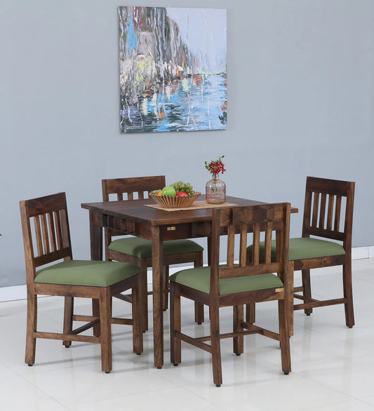 Hunky Haven 6-Seater Sheesham Wood Dining Table Set with Quartz Top (Teak Finish)