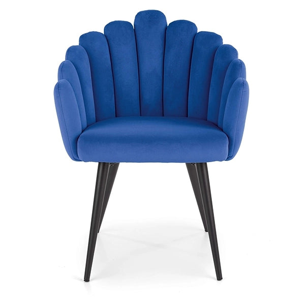 Hunky Stylish Back Puffy Chair With Velvet Upholstery and Powder Coated Metal Legs