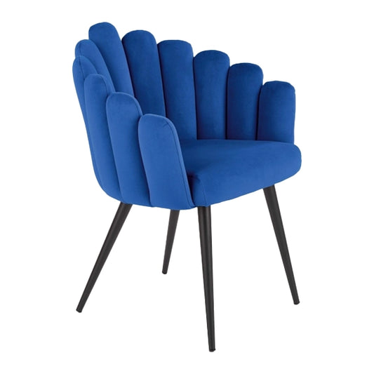 Hunky Stylish Back Puffy Chair With Velvet Upholstery and Powder Coated Metal Legs