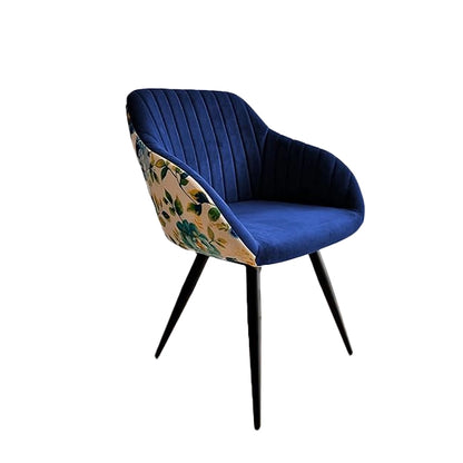 Hunky Semi Round Back Velvet Puffy Chair with Powder Coated Metal Legs