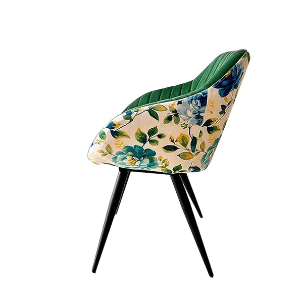 Hunky Semi Round Back Velvet Puffy Chair with Powder Coated Metal Legs