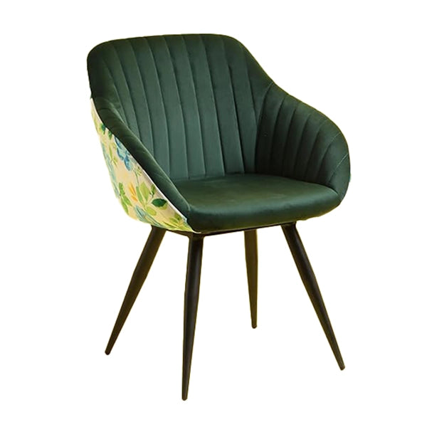 Hunky Semi Round Back Velvet Puffy Chair with Powder Coated Metal Legs